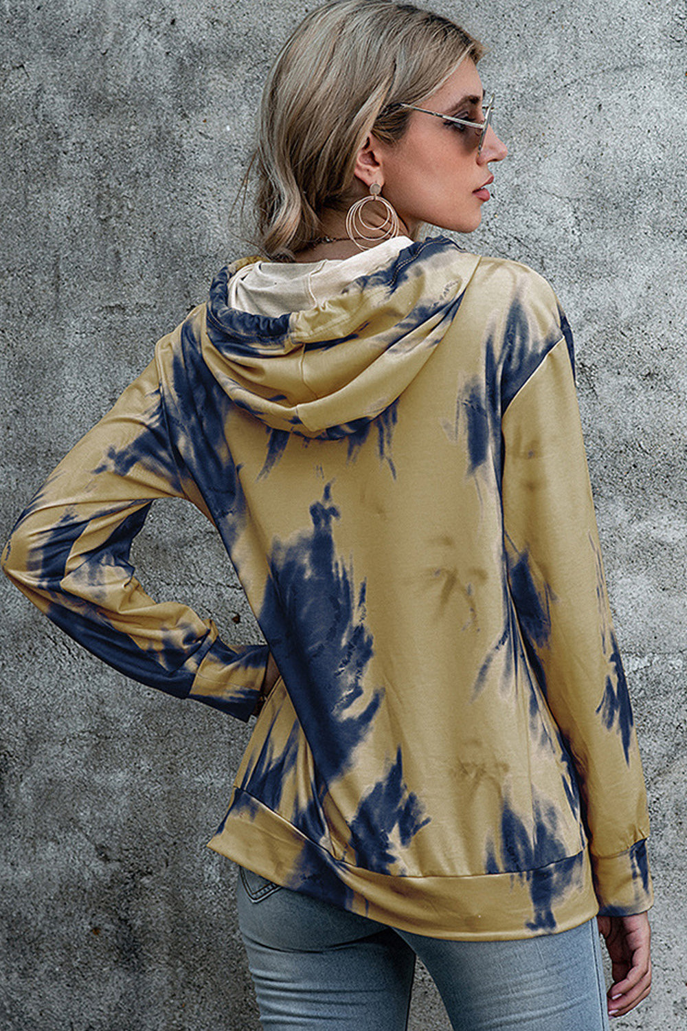 Damen-Hoodie, lang, mit Kapuze, Polyester, für lässig, Stil-3
