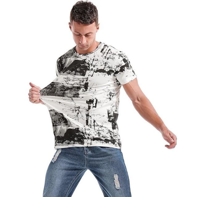Herren-T-Shirt mit abstraktem Print, klassische Passform, 100% Qualitätsbaumwolle-2