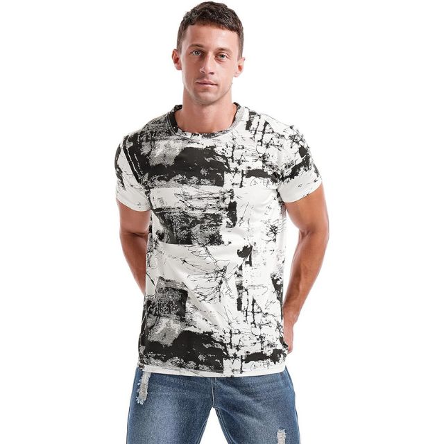 Herren-T-Shirt mit abstraktem Print, klassische Passform, aus 100 % Qualitätsbaumwolle-3