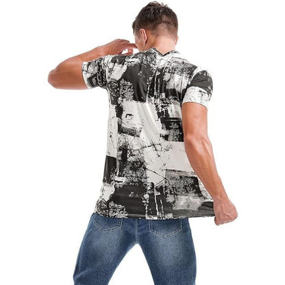 Herren-T-Shirt mit abstraktem Print, klassische Passform, Qualität, 100% Baumwolle-4