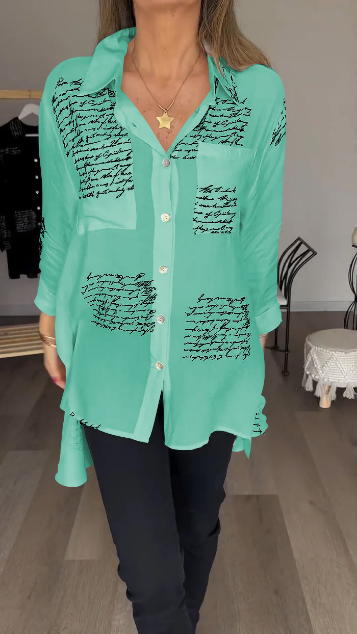 Damen-Hemd, Buchdruck, trendiges Design aus Baumwolle und Polyester 10