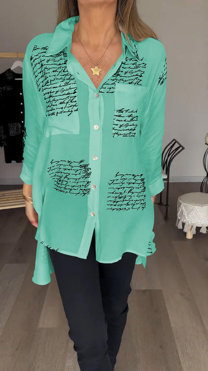 Damen-Hemd, Buchdruck, trendiges Design aus Baumwolle und Polyester 10