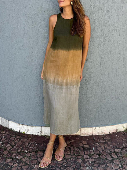 Variant image for Damenkleid Lang Batik-Optik Weiches Gewebe Fließende Passform-28