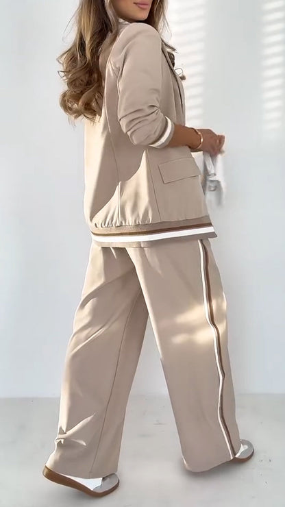 Damen-Freizeitjacke, monochrom, gestreift, hochwertiges Mischgewebe 3