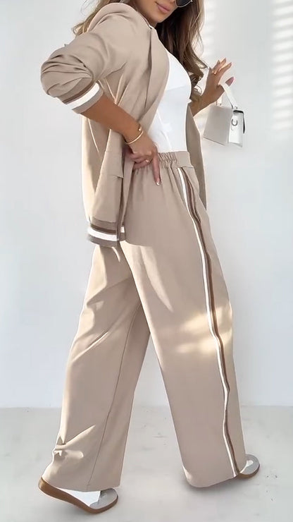 Damen-Freizeitjacke, monochrom, gestreift, hochwertiges Mischgewebe 4