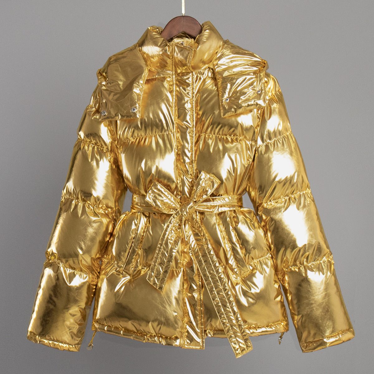 Damenjacke Glänzendes Kapuzen-Design Polyester für kalte Tage 2