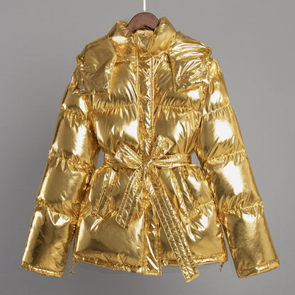Damenjacke Glänzendes Kapuzen-Design Polyester für kalte Tage 2