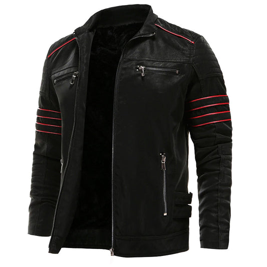 Herrenjacke aus Leder für Outdoor, schlichtes Design, hochwertiges Material-1
