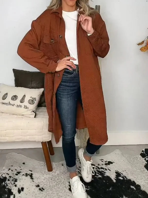 Damen Blazer Lange Casual Polyester Eleganter Stil-1