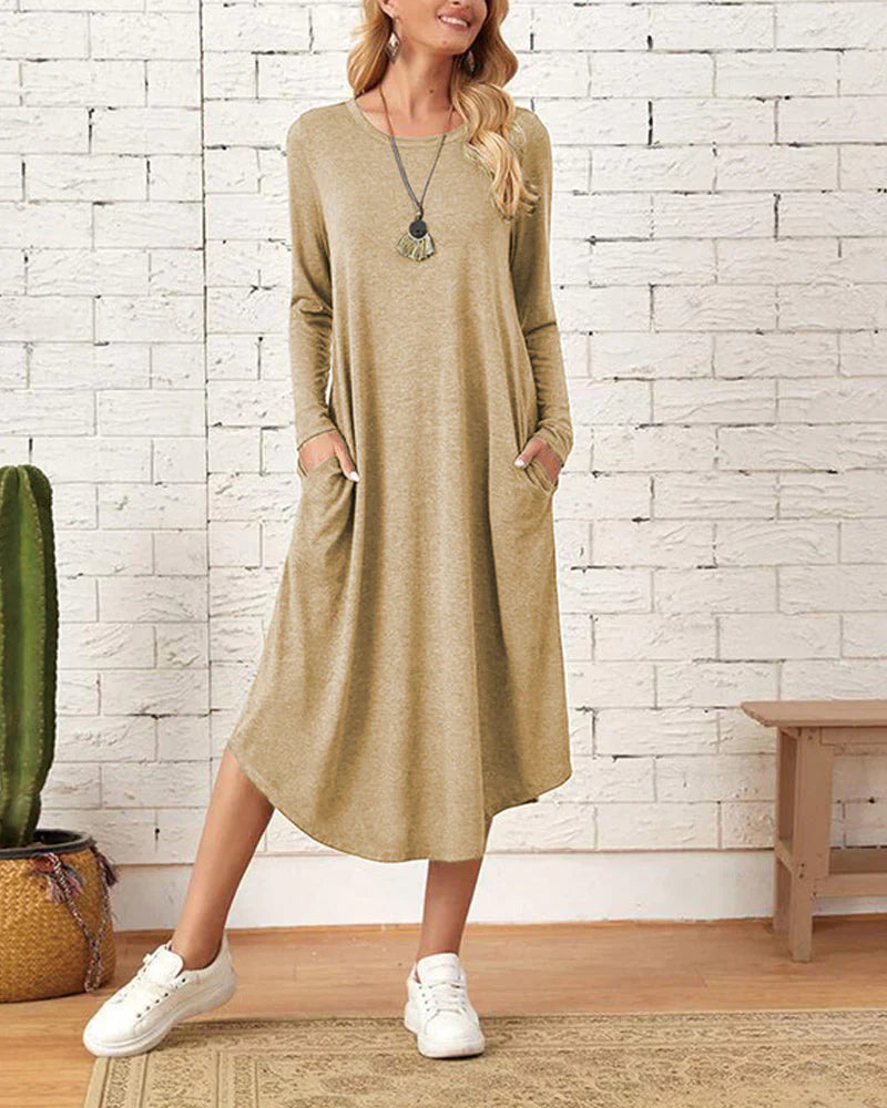 Variant image for Damen-langärmeliges Kleid, elegant, hochwertiger Stoff-25