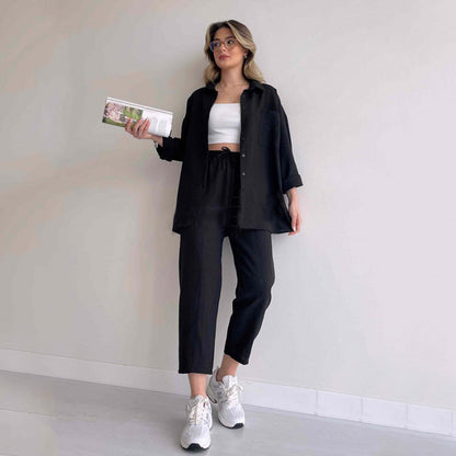 Variant image for Damen Casual-Chic-Jacke und Hose Weicher Baumwollmix-16