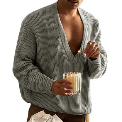 Langärmeliger Herrenpullover mit lockerer Passform aus 100 % Baumwolle-3