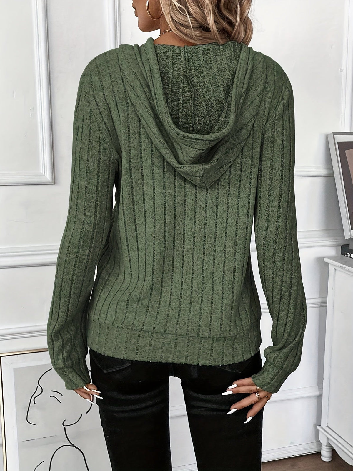 Damen-Hoodie im Ripp-Design aus 100% Baumwolle 6