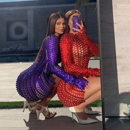 Glitzerndes Minikleid für Damen mit figurbetonter Passform und elastischem Stoff – perfekt für Partys und besondere Anlässe 2