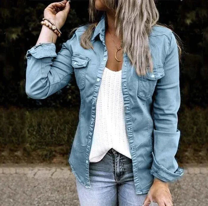 Damenjacke Lässige Denim Weich-1