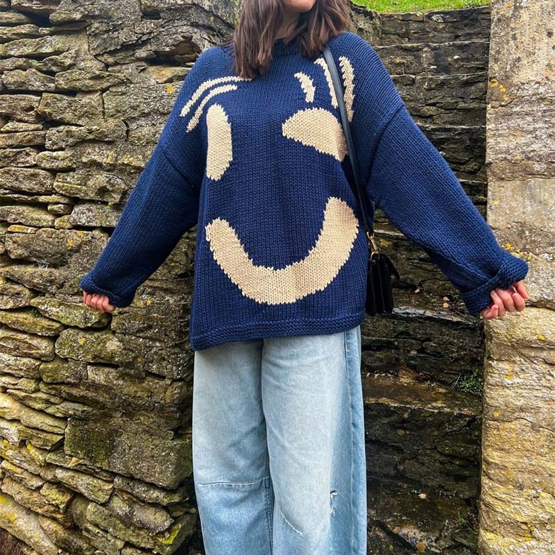 Variant image for Damen-Strickpullover, mit Smiley, Motiv, gemischte Baumwolle, Acryl-17