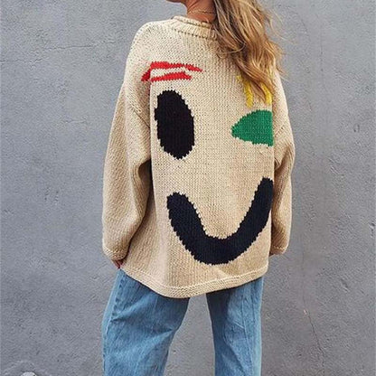 Damen-Strickpullover, mit Smiley, Motiv, gemischte Baumwolle, Acryl-3