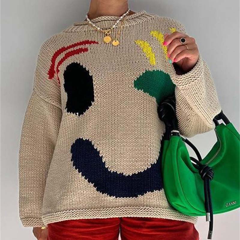 Variant image for Damen-Strickpullover, mit Smiley, Motiv, gemischte Baumwolle, Acryl-1