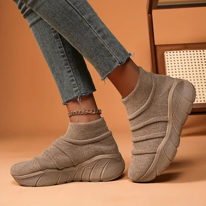 Damen-bestickte Wadenstiefel, weicher Stoff, spitze Zehenpartie, Blockabsatz-3