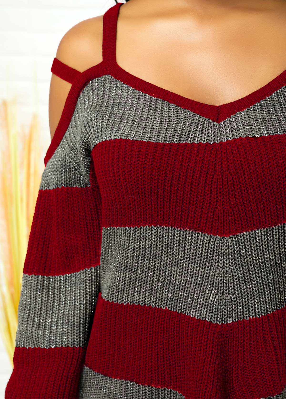 Damen-Pullover, asymmetrischer Saum, ausgeschnittene Schulter, weicher Stoff-5
