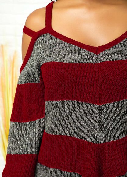 Damen-Pullover, asymmetrischer Saum, ausgeschnittene Schulter, weicher Stoff-5