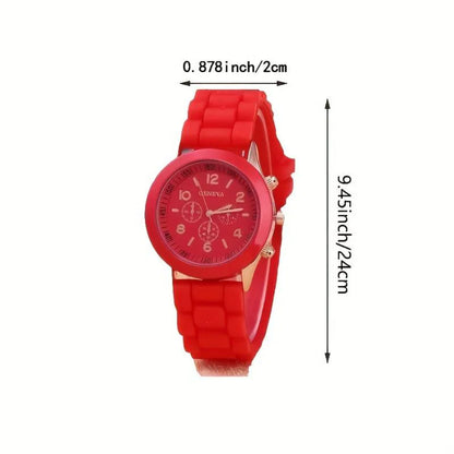 Damen-Damenarmbanduhr, analog, Silikon, klassisch-4