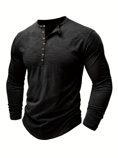 Variant image for Herrenhemd, Henley, Halbknopfleiste, Stretchmaterial, zeitloser Stil-1
