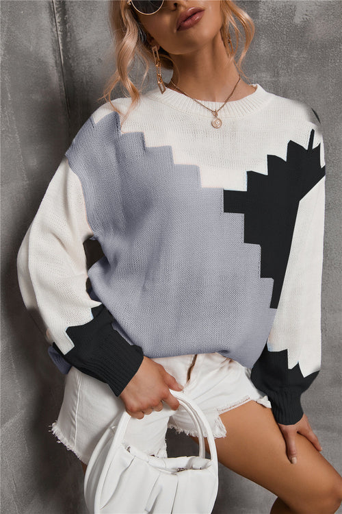 Damen-Strickpullover, abgerundetes Design, Polyester, lockere Passform-1
