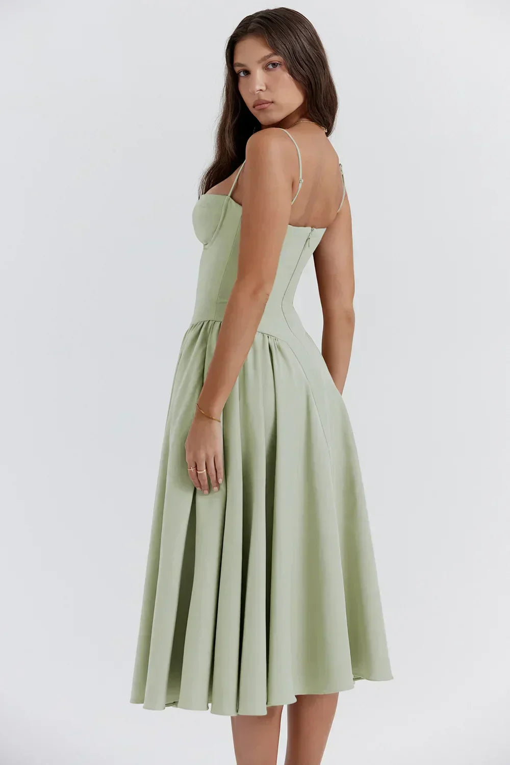 Damen-Midikleid, ärmellos, weicher Stoff, elegant-2