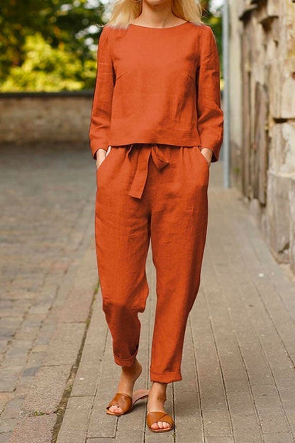 Damen-Set, Top und Hose lässige Baumwolle, Polyester-1