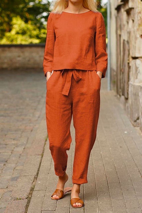 Damen-Set, Top und Hose lässige Baumwolle, Polyester-1