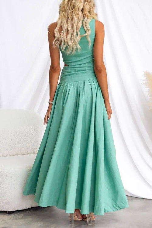 Damen-Maxikleid, ausgeschnittene Schulterpartie, aus Baumwolle und Polyester, -, langes Kleid, für Sommer-6
