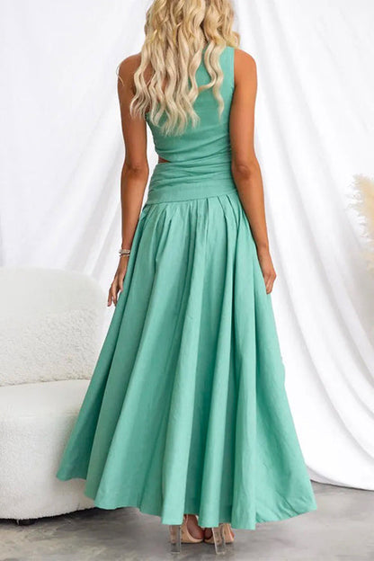Damen-Maxikleid, ausgeschnittene Schulterpartie, aus Baumwolle und Polyester, -, langes Kleid, für Sommer-6