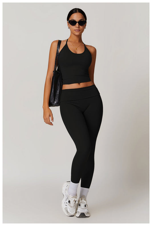 Damen-Trainingshose, hohe Taille, schnelltrocknendes Nylon-1