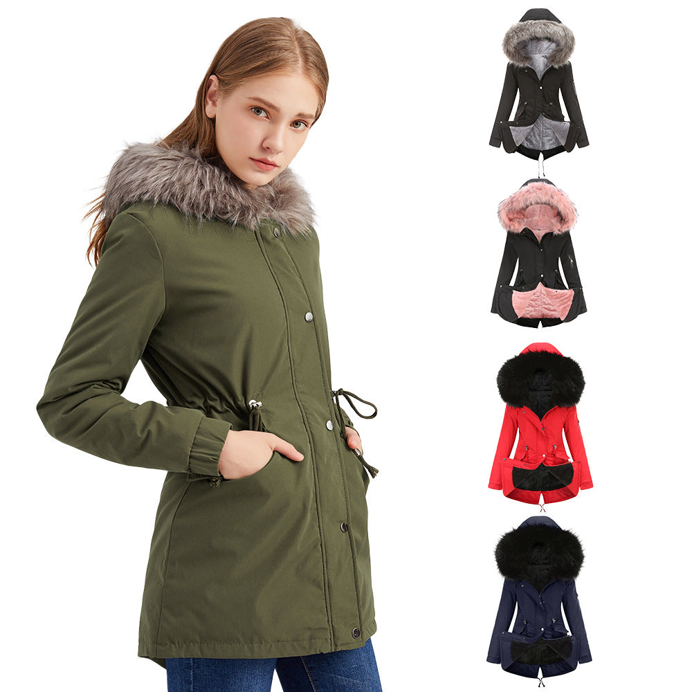 Damen-Parka, fleecegefüttert, mit Kapuze und mittellanger Länge-2