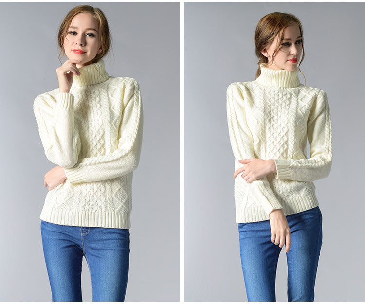 Damen-Rollkragenpullover, Zopfstrick, Acryl-2