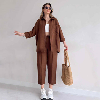 Variant image for Damen Casual-Chic-Jacke und Hose Weicher Baumwollmix-21