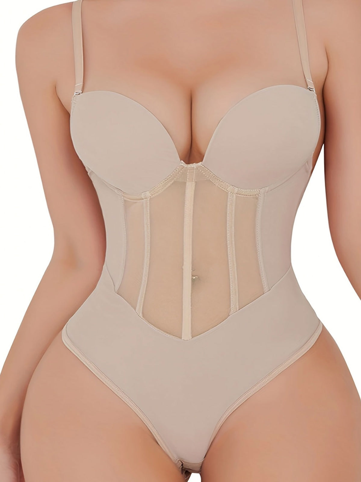 Bodysuit für Frauen mit gepolsterten Cups und verstellbaren Trägern – Mesh-Design und formende Passform 8