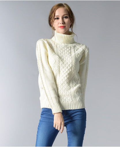 Damen-Rollkragenpullover, Zopfstrick, Acryl-3