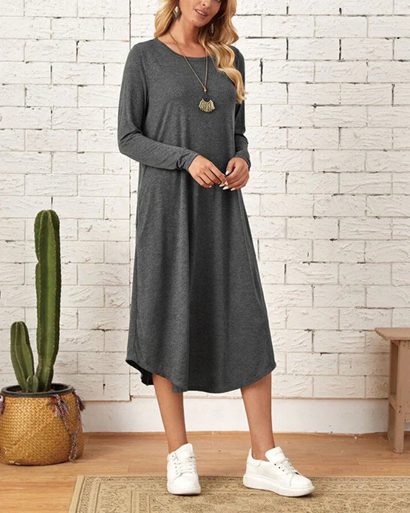 Variant image for Damen-langärmeliges Kleid, elegant, hochwertiger Stoff-31
