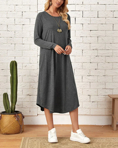 Variant image for Damen-langärmeliges Kleid, elegant, hochwertiger Stoff-31