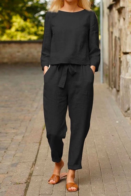 Damen-Set, Top und Hose lässige Baumwolle, Polyester-2