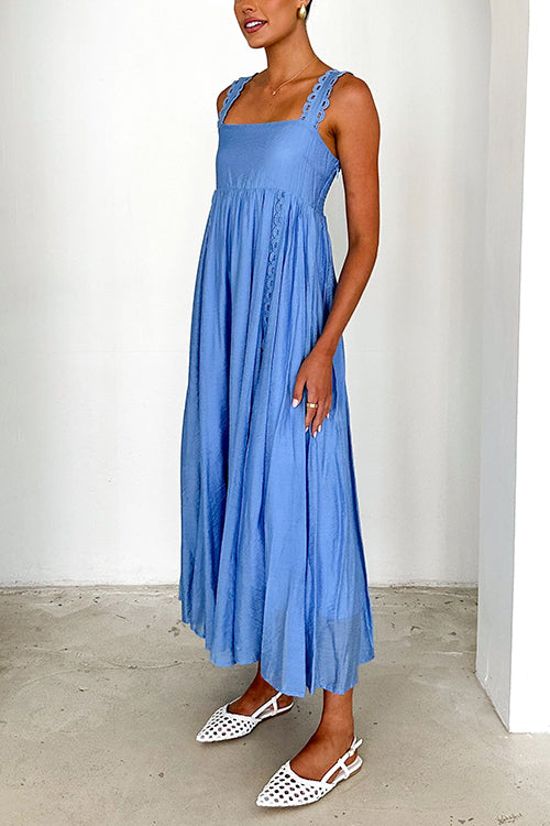 Ärmelloses Maxikleid Damen Ausgestellt Baumwolle und Polyester-5