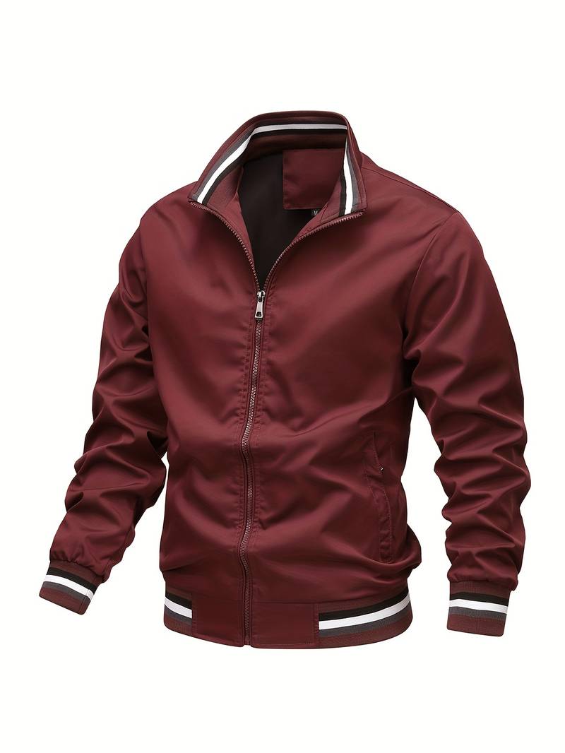 Herren-Bomber, gestreiftes Polyester, für Herbst und Frühling-4