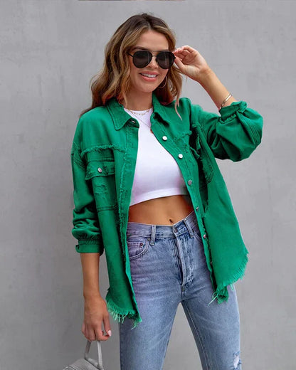 Variant image for Damen-Jeansjacke Trendy Denim Lässige Passform-26