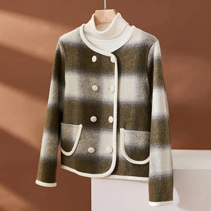 Variantenbild für Damen-Kurze Wolljacke Eleganter Stil 100% Wolle-1