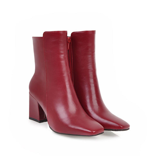Damen-Stiefeletten, hoher Absatz, Synthetikleder, elegantes Design-1