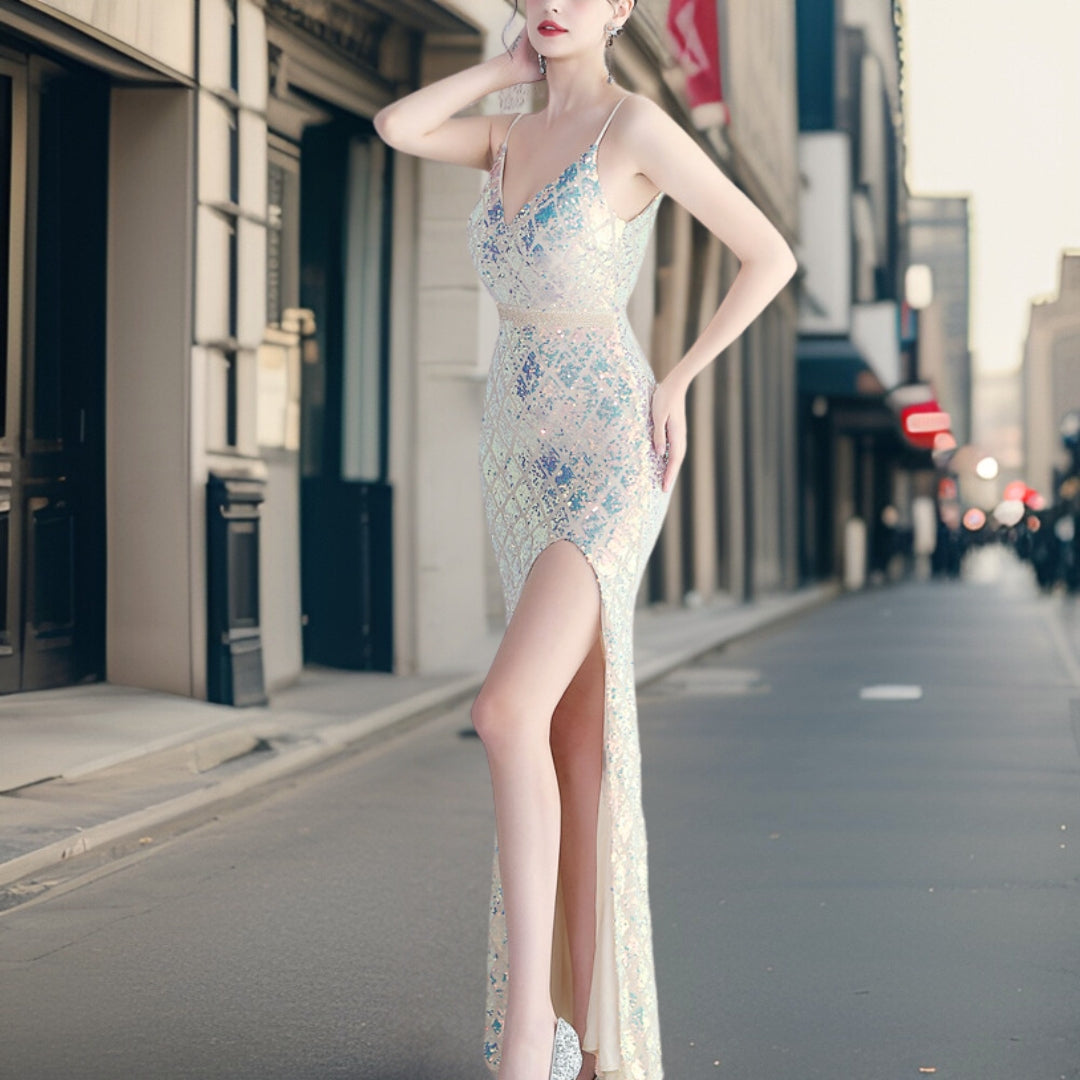 Variantenbild für Damen-Abendkleid mit Pailletten und Seitenschlitz aus Polyester-36