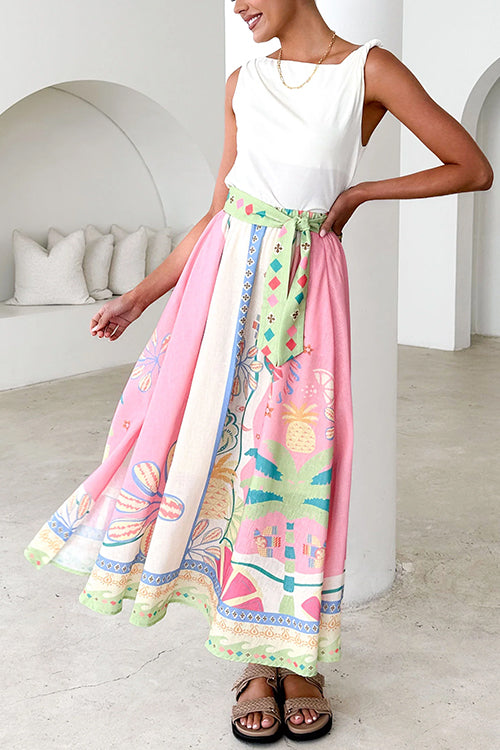 Variant image for Maxirock Damen Bedruckt Swing Baumwolle Polyester Elegantes Maxilänge-1
