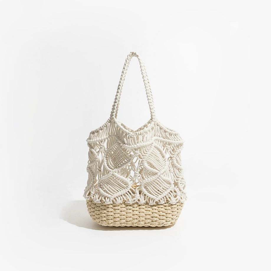 Stilvolle gehäkelte Damentasche aus Baumwolle mit Spiraldesign – geräumig und trendig 12,2 x 9,8 x 5,1 4